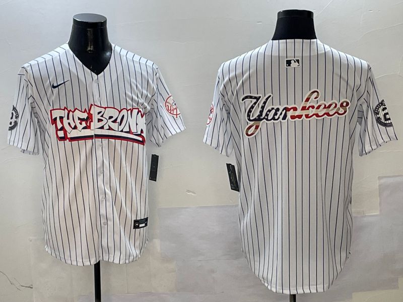 Men New York Yankees Blank White Stripe four generations Joint Name 2025 Nike MLB Jersey style 25